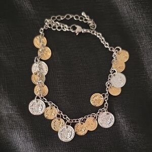 Chic Two-Tone Coin Charm Necklace